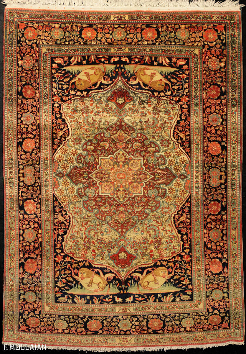 Tapis Persan Antique Kashan Mohtasham n°:36204673